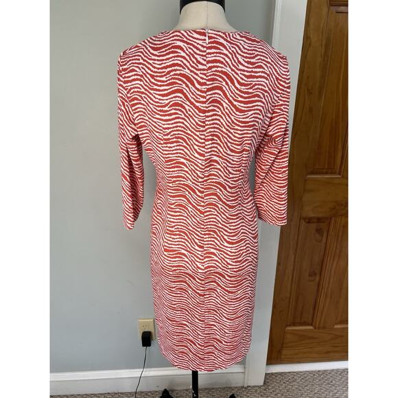 J. McLaughlin Orange White Catalina Cloth Radio Waves Stripes Dress EUC Sz MD - Picture 3 of 10
